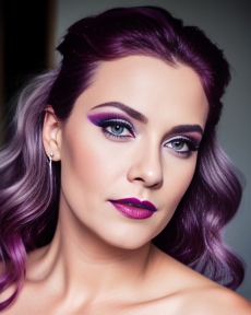 a woman with purple hair and makeup